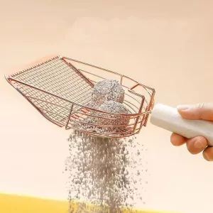 Metal Cat Litter Scoop s filtrem - Pet Care Nástroj, Barva: Čtverec Stříbrný TopTechnology