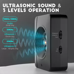 Protinárazové zařízení pro psy s 4 ultrazvukovými vysílači a 3 nastavitelnými úrovněmi (černé) TopTechnology