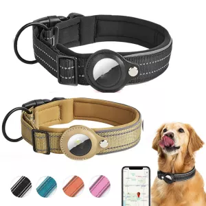 Obojek pro psy s AirTag 2. generace a 1. generace, reflexní, M (tmavě khaki) TopTechnology