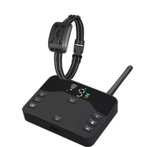 2-v-1 Elektrický plot pro psy a dálkové školící obojek s nastavitelnou vibrací a šokem pro 1 psa (černý) TopTechnology