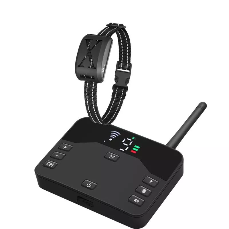 2-v-1 Elektrický plot pro psy a dálkové školící obojek s nastavitelnou vibrací a šokem pro 1 psa (černý) TopTechnology