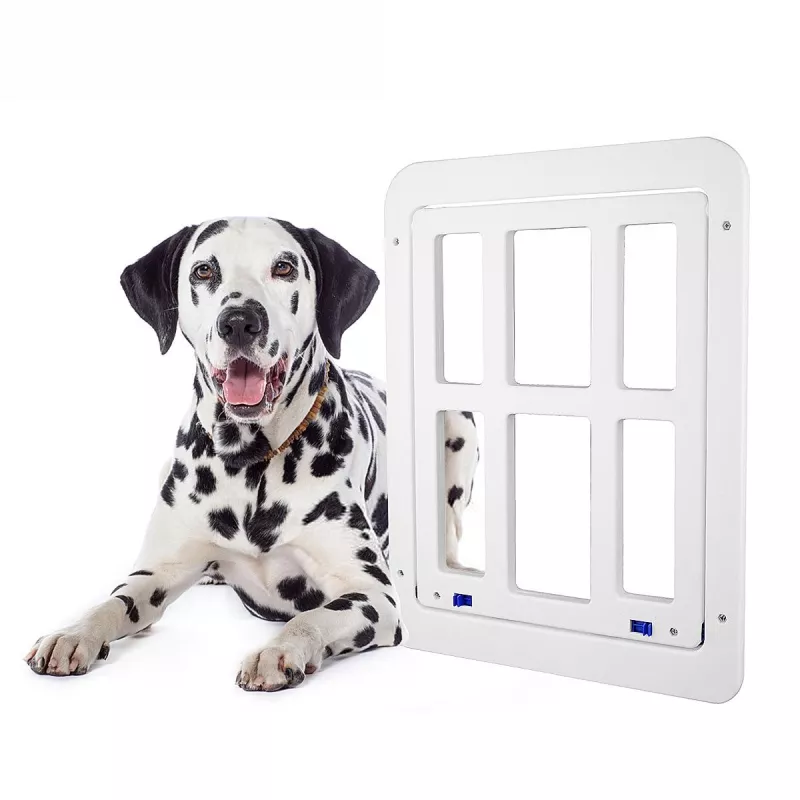 34cm x 44cm Dveře pro domácí mazlíčky se síťovým oknem a automatickým uzamykáním (Bílé) TopTechnology
