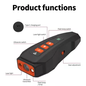 Světelný ruční ultrazvukový protištěkací přístroj pro psy (černý+oranžový) TopTechnology Světelný ruční ultrazvukový protištěkací přístroj pro psy (černý+oranžový) TopTechnology