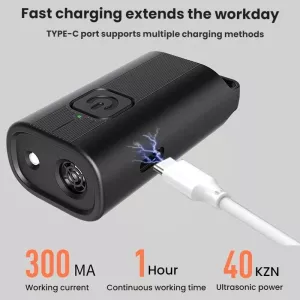 Mini venkovní vysoce výkonný dlouhodosahový ultrazvukový odpuzovač psů (černý) TopTechnology