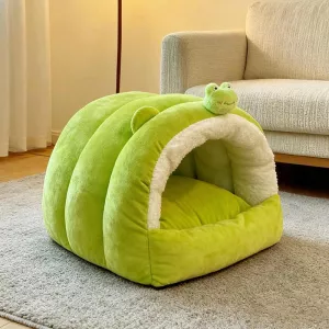 Zateplené polouzavřené kočičí lůžko na zimu, rozměry: 48x40x38cm (žabák) TopTechnology