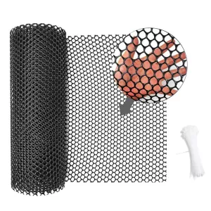 40x300 cm Hexagonální plastový plot pro zahradu, květiny a drůbež (černý) TopTechnology