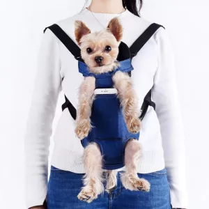 Skládací batoh pro psy - modrý denim (M) TopTechnology