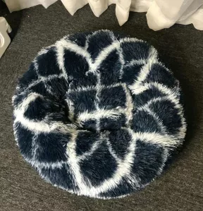 Zateplený kulatý pelíšek pro domácí zvířata s dlouhým vlasem, 60 cm (tmavě modrý) TopTechnology