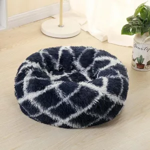 Zateplený kulatý pelíšek pro domácí zvířata s dlouhým vlasem, 60 cm (tmavě modrý) TopTechnology