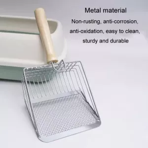 Metal Cat Litter Scoop s Filtrační Příčkou - Úklidový Nástroj pro Péči o Domácí Zvířata, Kruh Stříbrný TopTechnology