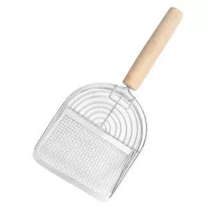 Metal Cat Litter Scoop s Filtrační Příčkou - Úklidový Nástroj pro Péči o Domácí Zvířata, Kruh Stříbrný TopTechnology