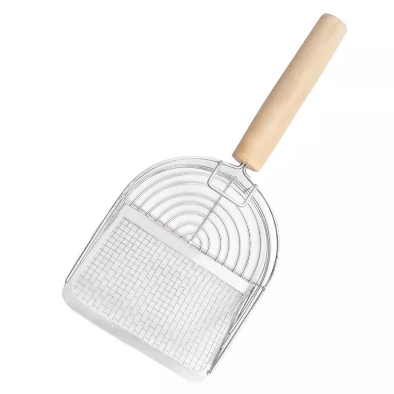 Metal Cat Litter Scoop s Filtrační Příčkou - Úklidový Nástroj pro Péči o Domácí Zvířata, Kruh Stříbrný TopTechnology