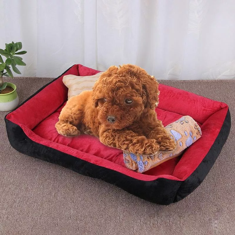 Hřejivá a měkká podložka pro psy a kočky - Dog Bone Pattern (Černá Červená) TopTechnology