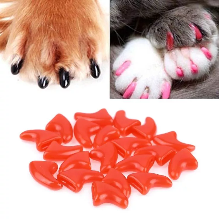 20 PCS silikonové měkké krytky na nehty pro kočky, velikost S (červené) TopTechnology