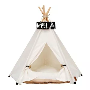 Bílý psí stan pro malé a střední psy a kočky, skládací domek s polštářem 40x40x50cm TopTechnology Bílý psí stan pro malé a střední psy a kočky, skládací domek s polštářem 40x40x50cm TopTechnology