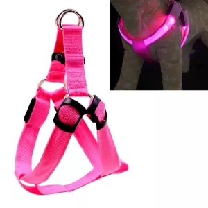 Dvojitý LED světelný postroj pro domácí zvířata, nylon, velikost S (růžový) TopTechnology Dvojitý LED světelný postroj pro domácí zvířata, nylon, velikost S (růžový) TopTechnology