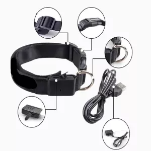 Ručně šitý dobíjecí LED obojek pro psy - XL (růžový) TopTechnology