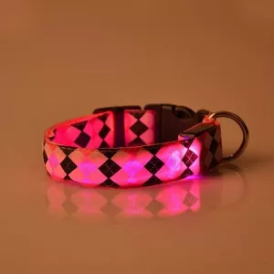 Ručně šitý dobíjecí LED obojek pro psy - XL (růžový) TopTechnology