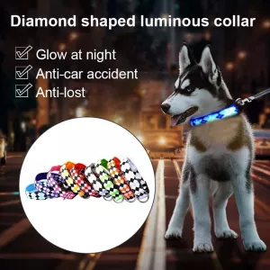 Ručně šitý dobíjecí LED obojek pro psy - XL (růžový) TopTechnology