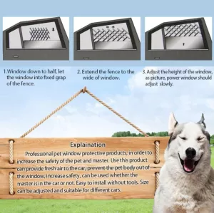Sklopná ochranná brána pro okno auta pro psy, 24x17.7x1.2cm (černá) TopTechnology