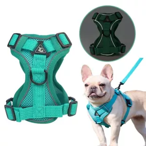 Hrudní popruh pro domácí zvířata + Set vodítka - reflexní, prodyšný, velikost M (šedý) TopTechnology