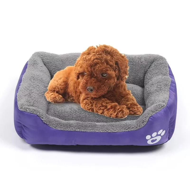 Candy Color Čtyřsezónní teplý pelíšek pro psa Teddy, Velikost: M, 54×42×12cm (Fialový) TopTechnology