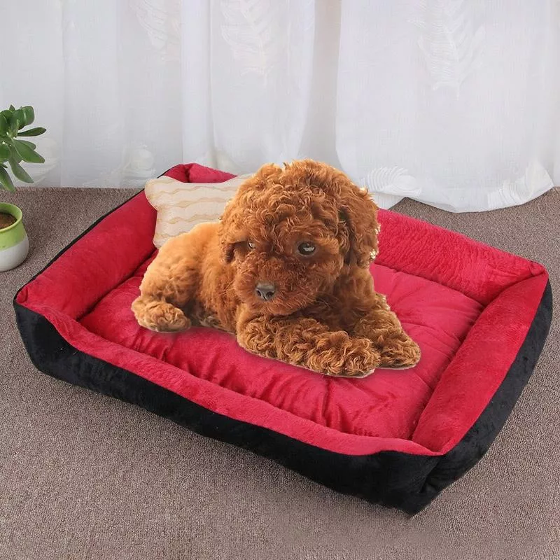 Psí deka s kostkovaným vzorem - velká, měkká, teplá - pro psy a kočky, XL, 90×70×15cm (Černá Červená) TopTechnology