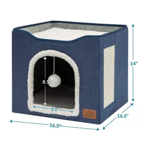 Pet Stool - Indoor Foldable Storage Stool pro kočky a psy, 41 x 41 x 35 cm (Navy Blue) TopTechnology Pet Stool - Indoor Foldable Storage Stool pro kočky a psy, 41 x 41 x 35 cm (Navy Blue) TopTechnology