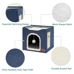 Pet Stool - Indoor Foldable Storage Stool pro kočky a psy, 41 x 41 x 35 cm (Navy Blue) TopTechnology Pet Stool - Indoor Foldable Storage Stool pro kočky a psy, 41 x 41 x 35 cm (Navy Blue) TopTechnology