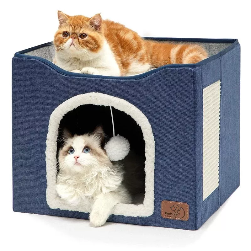 Pet Stool - Indoor Foldable Storage Stool pro kočky a psy, 41 x 41 x 35 cm (Navy Blue) TopTechnology