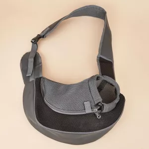 Brašna pro domácí zvířata s širokým ramenním popruhem, prodyšná, velká (černá) TopTechnology