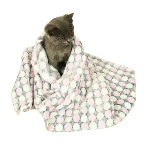Měkký fleecový pet deka s tečkami - pro psy a kočky, velikost L (krémová) TopTechnology Měkký fleecový pet deka s tečkami - pro psy a kočky, velikost L (krémová) TopTechnology