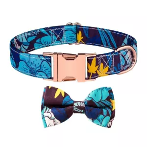 Obojek pro domácí zvířata s odnímatelnou mašlí Rose Gold Buckle, Velikost: M 2.0x33-50cm (Blue Snake Flower) TopTechnology Obojek pro domácí zvířata s odnímatelnou mašlí Rose Gold Buckle, Velikost: M 2.0x33-50cm (Blue Snake Flower) TopTechnology