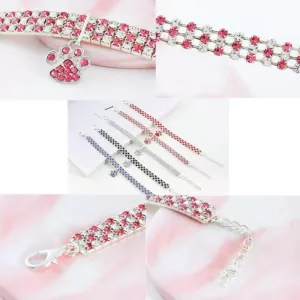 Pet Obojek Diamond Elastický Klenot pro Kočky a Psy, Velikost: S (Modro-Bílý) TopTechnology