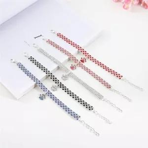 Pet Obojek Diamond Elastický Klenot pro Kočky a Psy, Velikost: S (Modro-Bílý) TopTechnology