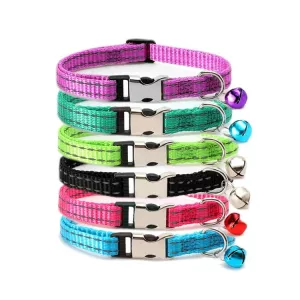 2 ks noční reflexní nylonový obojek pro kočky s zvonkem, velikost: XS 1.0x19-30cm (Fialový) TopTechnology 2 ks noční reflexní nylonový obojek pro kočky s zvonkem, velikost: XS 1.0x19-30cm (Fialový) TopTechnology