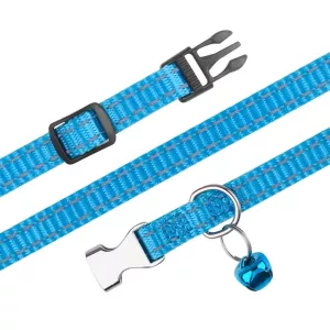 2 ks noční reflexní nylonový obojek pro kočky s zvonkem, velikost: XS 1.0x19-30cm (Fialový) TopTechnology 2 ks noční reflexní nylonový obojek pro kočky s zvonkem, velikost: XS 1.0x19-30cm (Fialový) TopTechnology