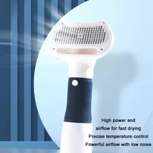 3 v 1 600W elektrický hřeben na vlasy s vysokým prouděním vzduchu pro domácí zvířata (EU zástrčka 220V, námořnická modrá) TopTechnology