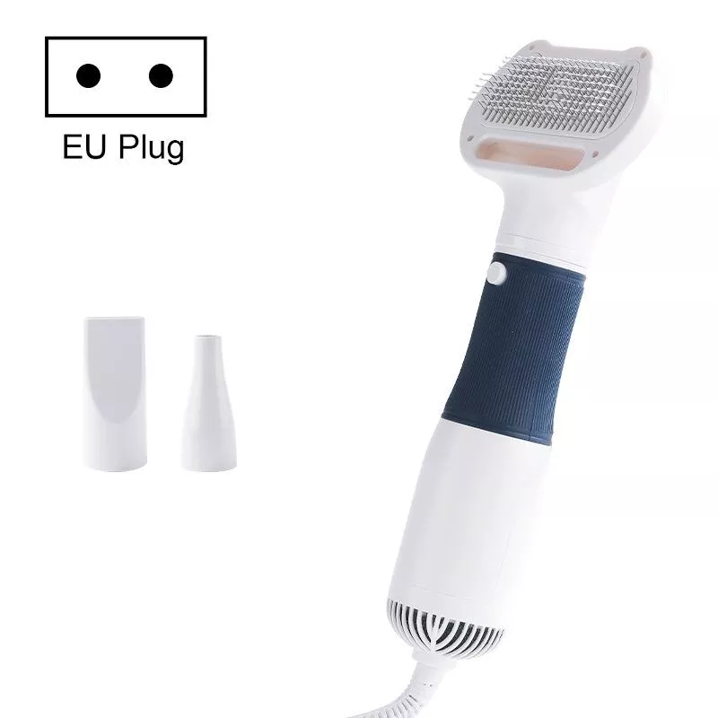 3 v 1 600W elektrický hřeben na vlasy s vysokým prouděním vzduchu pro domácí zvířata (EU zástrčka 220V, námořnická modrá) TopTechnology