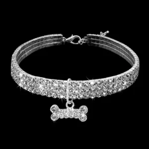 Bling Obojek pro psy s krystaly - Bílé, velikost S TopTechnology