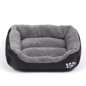 Teplý pelíšek pro psy - Four Seasons, velikost M, 54×42×12cm (černá šedá) TopTechnology