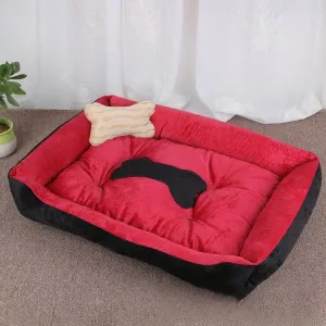 Měkká a teplá deka pro psy s designem kostí, velikost XS, 50×40×15cm (černá červená) TopTechnology