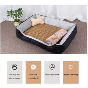 Měkká a teplá deka pro psy s designem kostí, velikost XS, 50×40×15cm (černá červená) TopTechnology