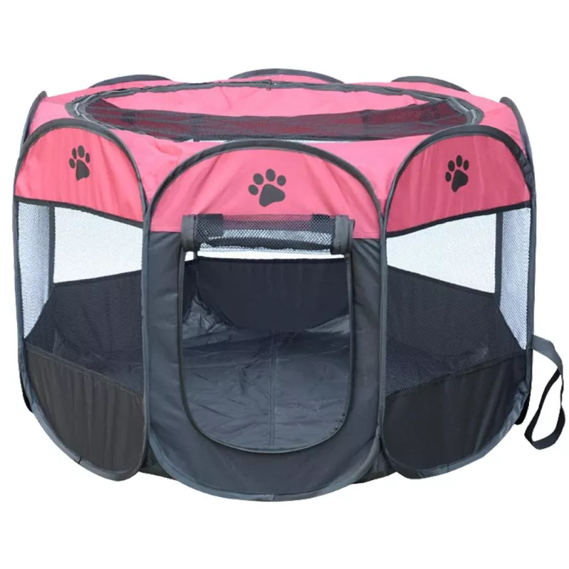 Stylový skládací psí stan z oxfordské látky - voděodolný - venkovní, S, 73 x 73 x 43 cm (Magenta) TopTechnology