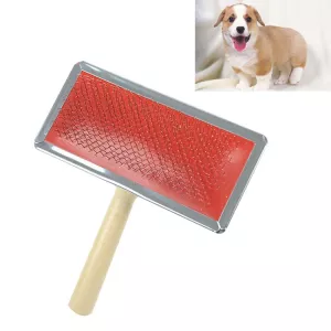 Manuální kartáč na zvířata s dřevěnou rukojetí, velikost L, náhodné barvy TopTechnology