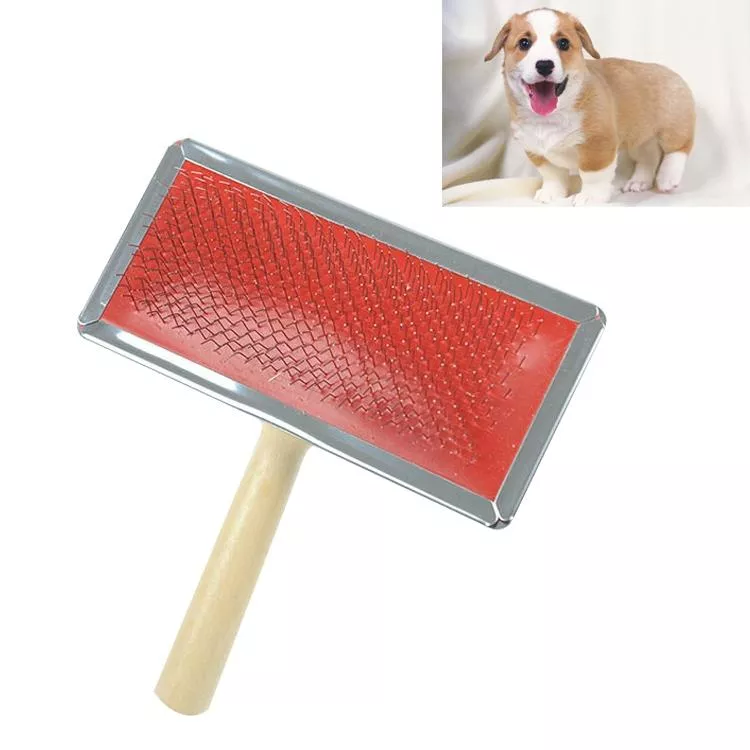 Manuální kartáč na zvířata s dřevěnou rukojetí, velikost L, náhodné barvy TopTechnology