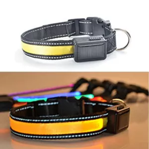 LED světelný obojek pro psy střední a velké, solární + USB nabíjení, velikost S (35-40 cm) - žlutý TopTechnology LED světelný obojek pro psy střední a velké, solární + USB nabíjení, velikost S (35-40 cm) - žlutý TopTechnology