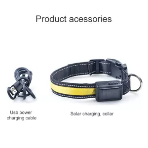 LED světelný obojek pro psy střední a velké, solární + USB nabíjení, velikost S (35-40 cm) - žlutý TopTechnology LED světelný obojek pro psy střední a velké, solární + USB nabíjení, velikost S (35-40 cm) - žlutý TopTechnology