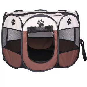 Stylový voděodolný psí stan Oxford, skládací, obdélníkový venkovní důl pro domácí mazlíčky, M, 91 x 91 x 58 cm (káva) TopTechnology Stylový voděodolný psí stan Oxford, skládací, obdélníkový venkovní důl pro domácí mazlíčky, M, 91 x 91 x 58 cm (káva) TopTechnology