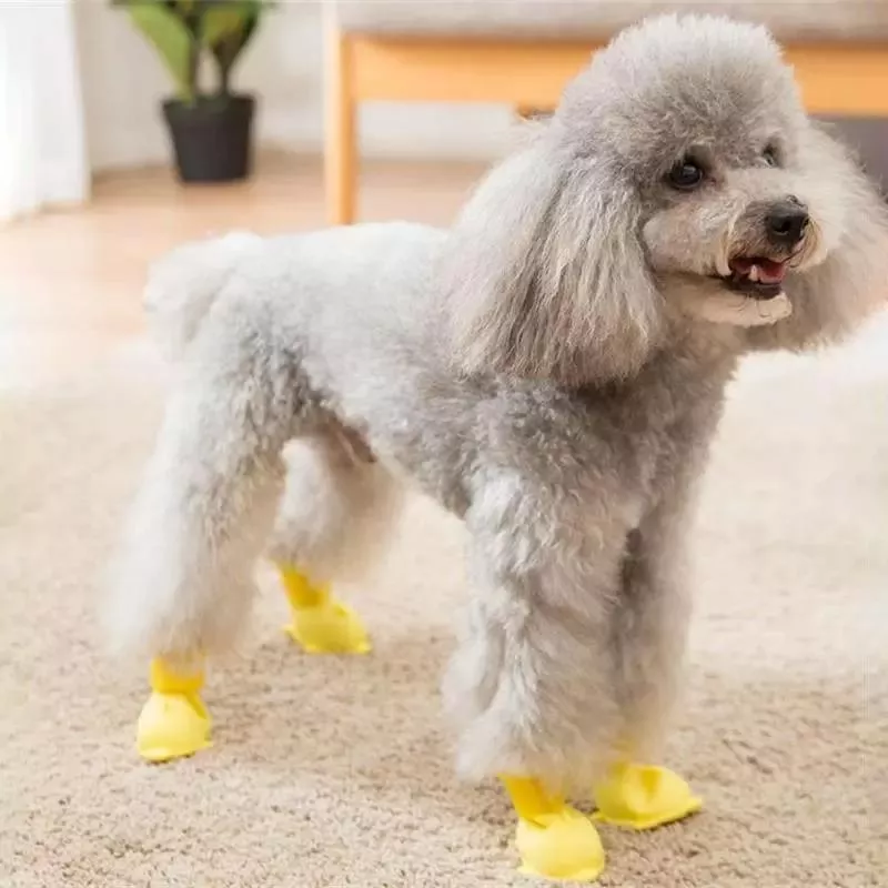 4 PCS/Set Cartoon Dog Shoes Pet Silicone Waterproof Rain Boots, Velikost: L (Žlutá) TopTechnology